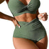 GORGLITTER Women's Twist Front Bikini Set Swimsuit High Waisted 2 Piece Wrap Bathing Suit Swimwear Oliver Green XL
