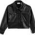 Koton Girls' Crop Faux Leather Jacket Pocket and Button Detail, Black (999), 11-12 Years