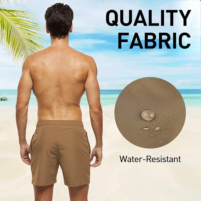 Arcweg Men's Swimming Shorts Mens Swim Trunks with Zipper Pockets Swim Shorts Mesh Lining Stretchy Board Shorts Surfing Beach Shorts Quick Dry