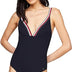 Tommy Hilfiger Women Bathing Suit Triangle One Piece Cut-out, Blue (Desert Sky), M