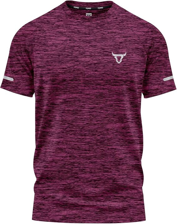 TORO ACTIVA Mens Workout Short Sleeve T-Shirts Athletic Fit Fast Drying Moisture Wicking Sports Style T-Shirts, Maroon, XL