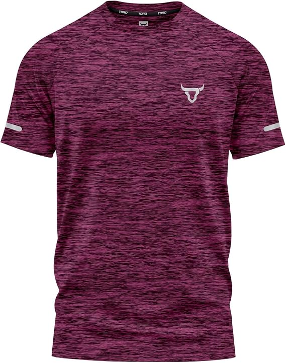 TORO ACTIVA Mens Workout Short Sleeve T-Shirts Athletic Fit Fast Drying Moisture Wicking Sports Style T-Shirts, Maroon, XL