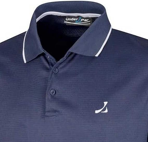 Under Par Men's Printed Golf Pro Quality Polo Shirt, 2311-Navy, XXL
