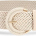 JASGOOD Women Braided Rattan Wide Belt Woven Waist Belt With Half-Circle Buckle for Summer Dress Jeans Pants Beige S:Fit Waist Size 120cm