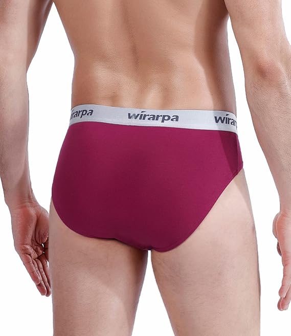 wirarpa Mens Briefs Underpants Cotton Soft Wide Waistband Underwear Basic No Fly Multicoloured 4 Pack Size M