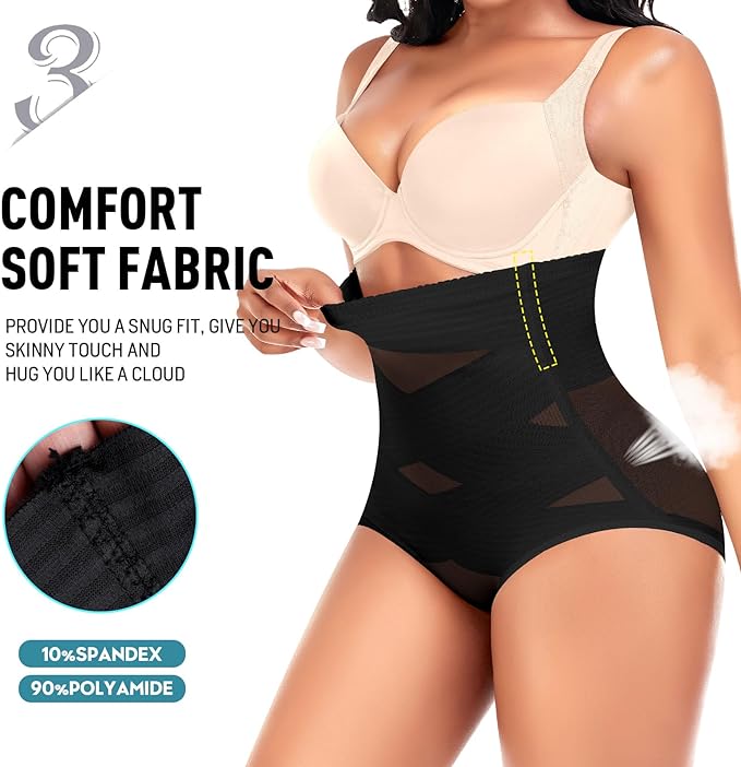 Werkiss Shapewear for Women Tummy Control Knickers Shaping Underwear(#Z Black-cross briefs-13s, M)