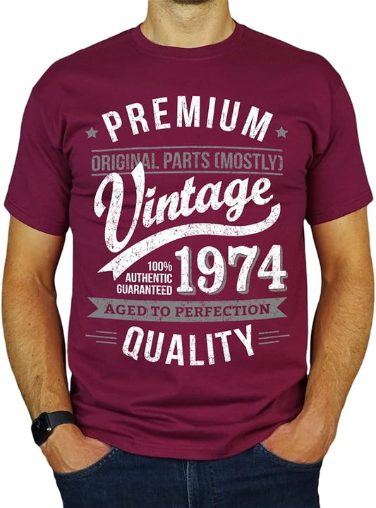 My Generation T-Shirts Vintage Year - Aged to Perfection - 50th Birthday Gift | Present Mens T-Shirt Burgundy L