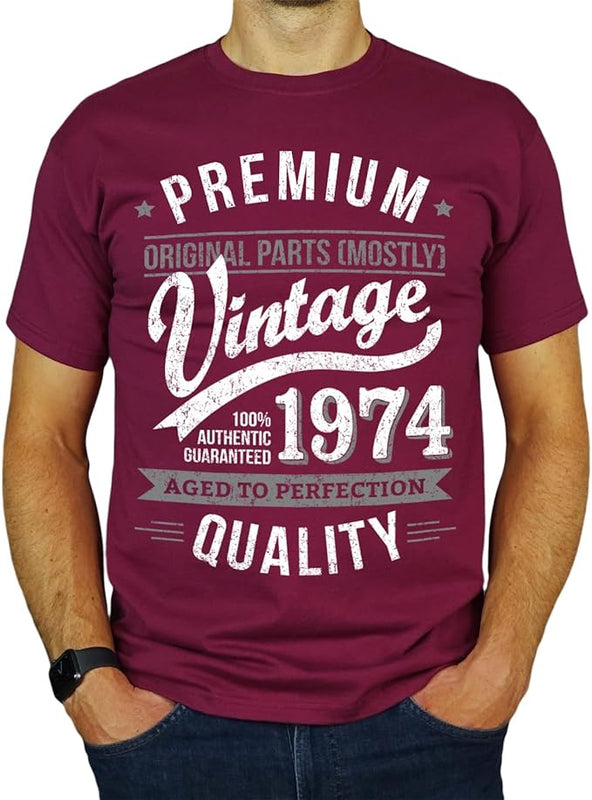 My Generation T-Shirts Vintage Year - Aged to Perfection - 50th Birthday Gift | Present Mens T-Shirt Burgundy L
