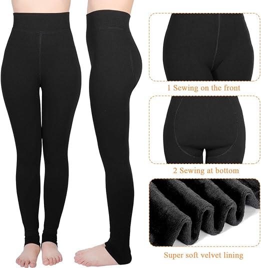 AIMTOP Women Leggings Winter Thick Warm Fleece Lined Thermal Stretchy Leggings Pants, High Waisted Full Length Thermal Leggings for Women (Black)