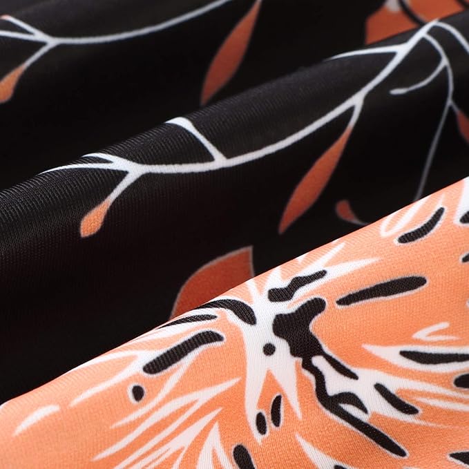 DOULAFASS Women Ruffle Tankini Set with Boyshort 2 Piece Plus Size Swimsuit Swimwear Pink/Black, L