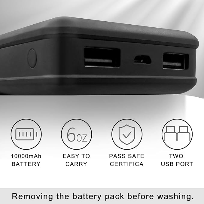 Loowoko Heated Gilet for Men,Heated Vest with 10000mAh Battery Pack,Lightweight Thermal Body Warmer, Slim Fit Electric Rechargeable Heated Jacket for Camping, Motorcycle, Skiing, Hunting L Black