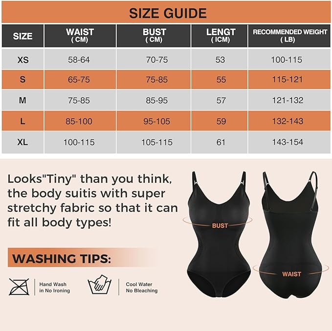 AURUZA Shapewear for Women Tummy Control, Women's Shapewear Bodysuit, Tummy Control Body Shaper for Women (Black, M)