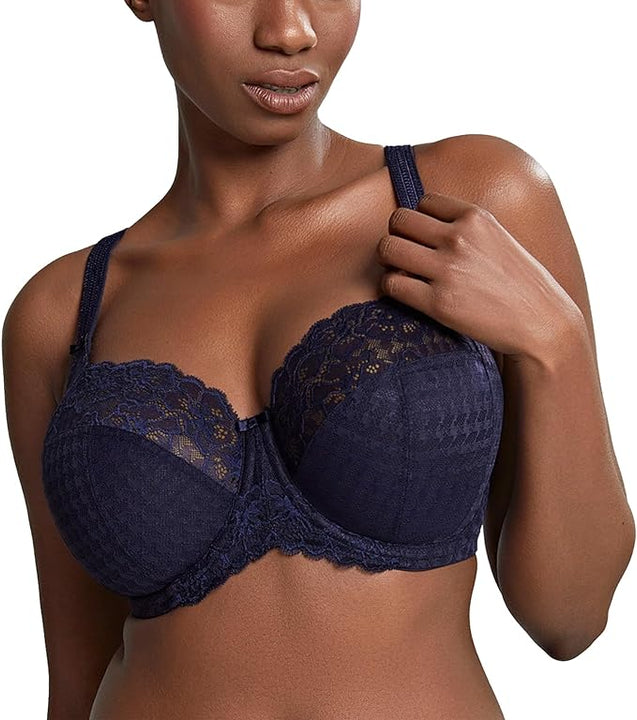 Panache Women's Envy Lace Stretch Full Cup Bra, Opaque, Navy, 36F