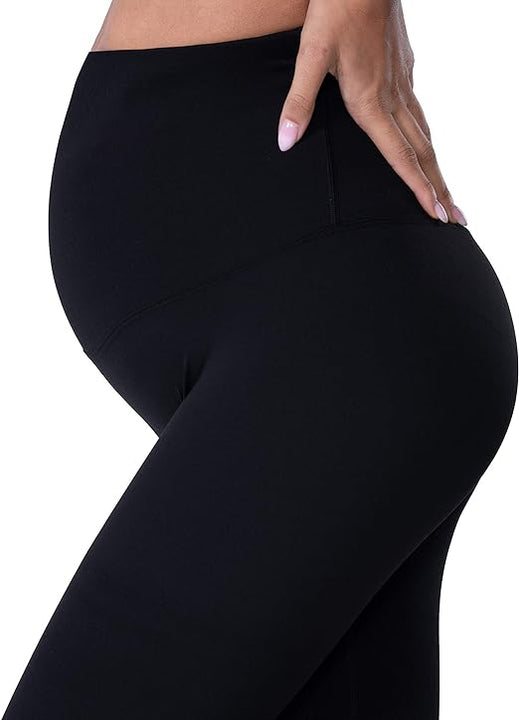 POSHDIVAH Women's Maternity Leggings Over The Belly Pregnancy Yoga Pants Active Wear Workout Leggings, Black, S