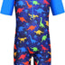 HUAANIUE Boys Kids 1 Piece Swimsuit Kids Boys Short Sleeve Zip Swimming Costume 2-10 Years, S245-Dinosaur Navy, 5-6 Years