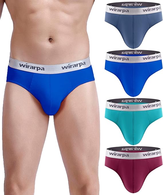 wirarpa Mens Briefs Underpants Cotton Soft Wide Waistband Underwear Basic No Fly Multicoloured 4 Pack Size M