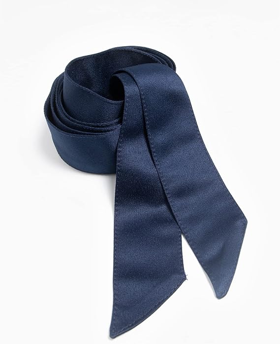 Maya Deluxe Women's Belt Ladies Satin Sash Waist Tie Ribbon Bow Accessory for Bridesmaids Bridal Wedding Prom Evening Occasion, Navy, L-XL