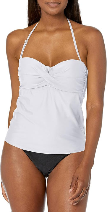 Catalina Women's Twist Front Bandeau Swimsuit Tankini Top, White, L UK
