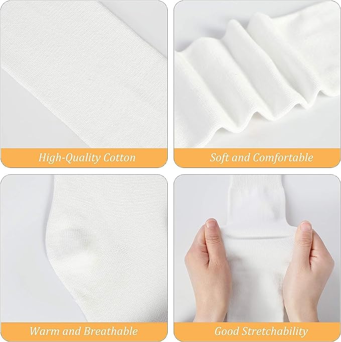 Truebuy® Back to School Kids Girls White Plain Knee High Socks 3 Pairs Long Smooth TrThigh Grip Knitted Cotton Rich Socks UK12-3