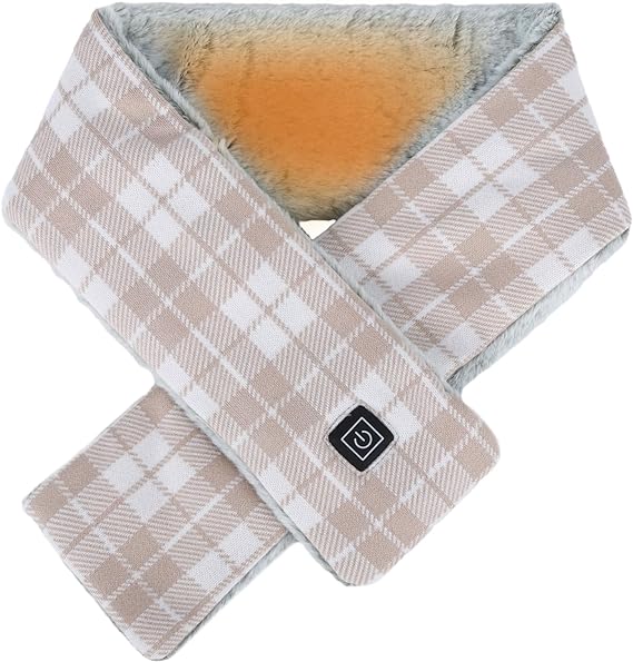 Heated Scarf,USB Heated Scarf with 3 Heating Levels Warm Winter Scarf Winter Electric Heated Neck Scarf for Neck Heating Pad for Thermal Neckerchief,Winter Gift for Women Men Outdoor Skiing (Khaki)