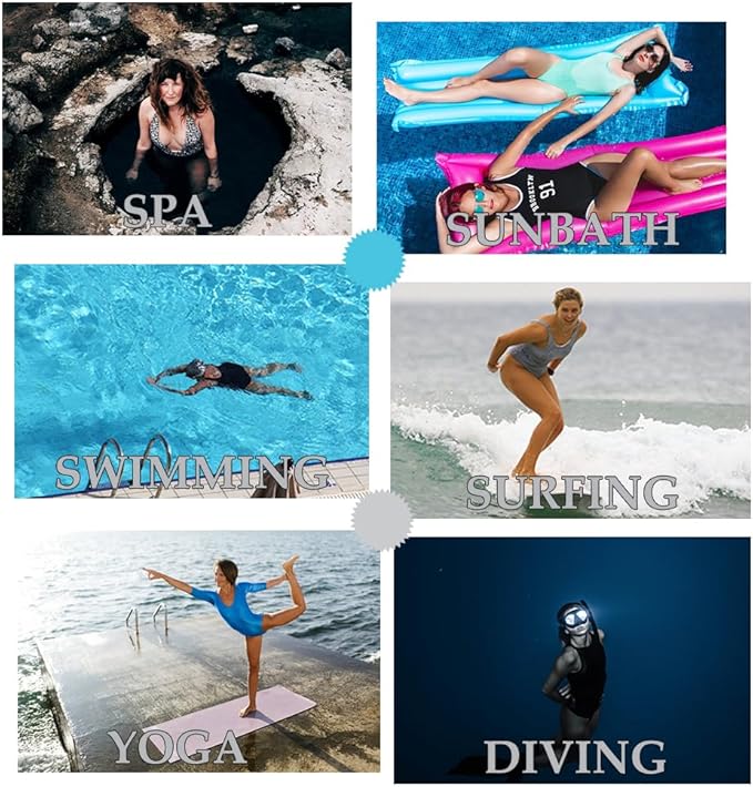 Deriwone One Piece Swimsuit Tummy Control Swimming Costume Retro Swimwear Padded Bathing Suits Blue,M