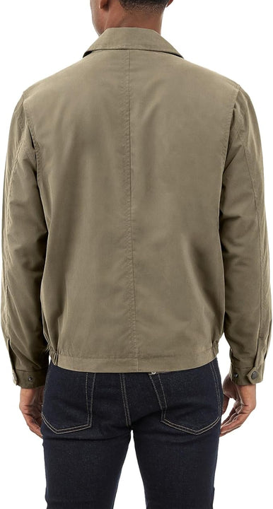 London Fog Men's Auburn Zip-Front Golf Jacket (Regular & Big-Tall Sizes) Cotton Lightweight, Olive, S
