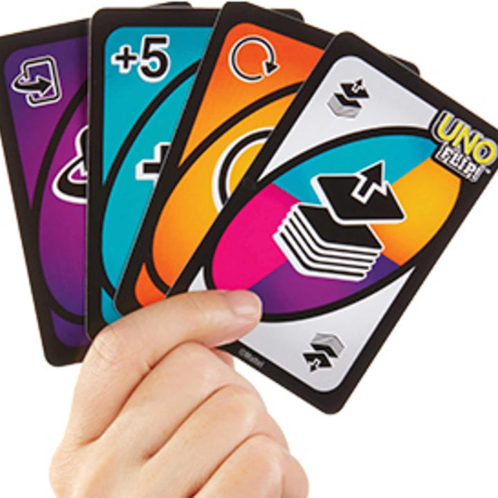 UNO FLIP! Family Card Game for Adults, Teens & Kids, Double-sided Deck with Special Flip Card, 112 Cards in Storage Tin, 7 Year Old and Up,