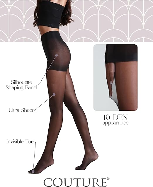 10 Den Ultimate Comfort Shaper Tights - Black - Small