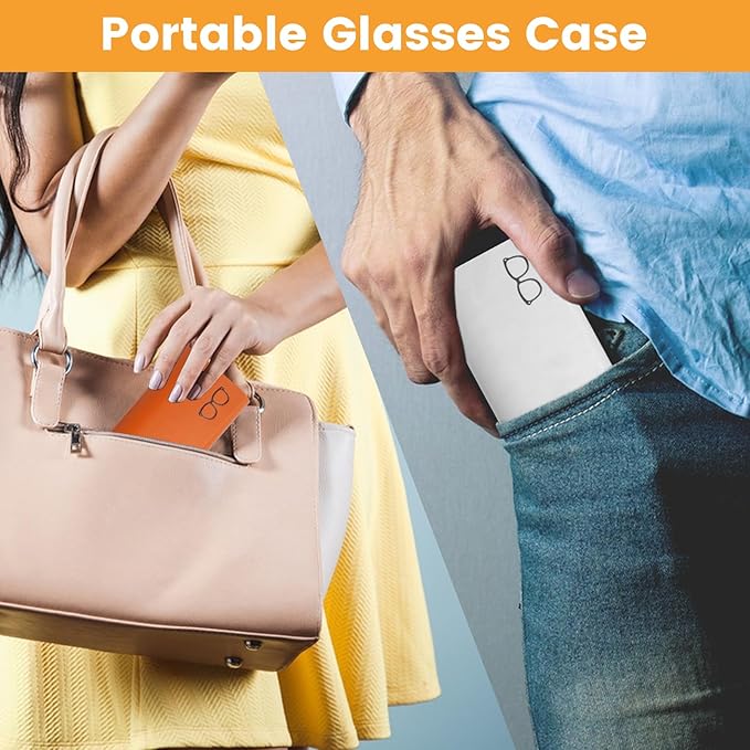 KATIMI 4PCS Glasses Case Hard Shell PU Leather Women Men, Magnetic Hard Glasses Case with 4 Cleaning Cloth for Sunglasses Storage, Portable Hardshell Eyeglasses Case (4 Colours)