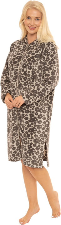 Suzy & Me Ladies Hooded Micro Fleece Full Zip Lounger Dressing Gown (UK, Numeric, 12, 14, Regular, Regular, FLORAL)