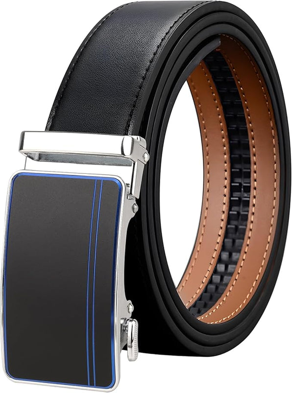 AivaToba Men’s Leather Belt, Automatic Buckle Ratchet Belt, Dress Belt Adjustable Slide Belt For Mens Dress Casual Pant, width 35mm.