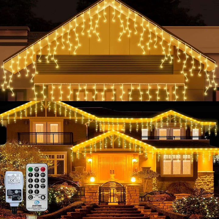 10m 400 LED Icicle Lights – Outdoor Fairy String with Remote Control