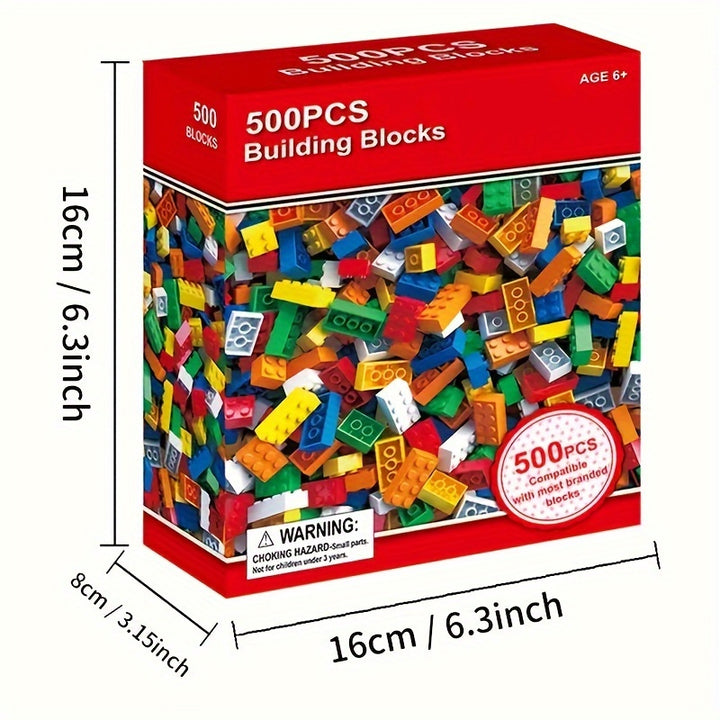 500/1000pcs Building Bricks Set – Classic Colour Creative Blocks for Kids