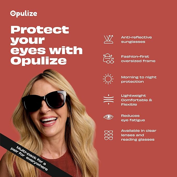 OPULIZE BIG Sunglasses - Bold Fashion Frame - Brown Tinted Lens - Anti-reflective & Anti-Glare - Polarised Lenses With UV400 Protection - Spring Hinges - Brown Tortoiseshell - Mens Womens