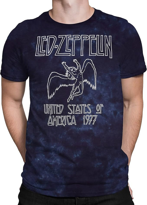 Liquid Blue Men's Led Zeppelin USA Tour '77 T-Shirt, Multi, 4XL