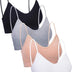Blulu 4 Pieces V Neck Cami Bra Padded Seamless Bralette Straps Sleeping Bra for Women Girls, Black, White, Grey, Skin Color, XXL