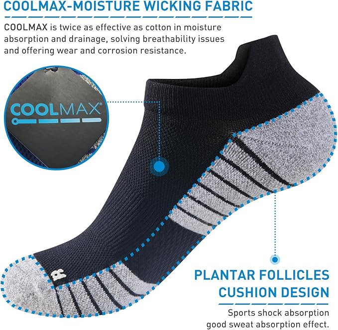 HUEGLO 3 Pairs Neuropathy Compression Socks For Women Men Neuro Sock Ankle Trainer Running Sports Socks Non slip Plantar Fasciitis Support black, M