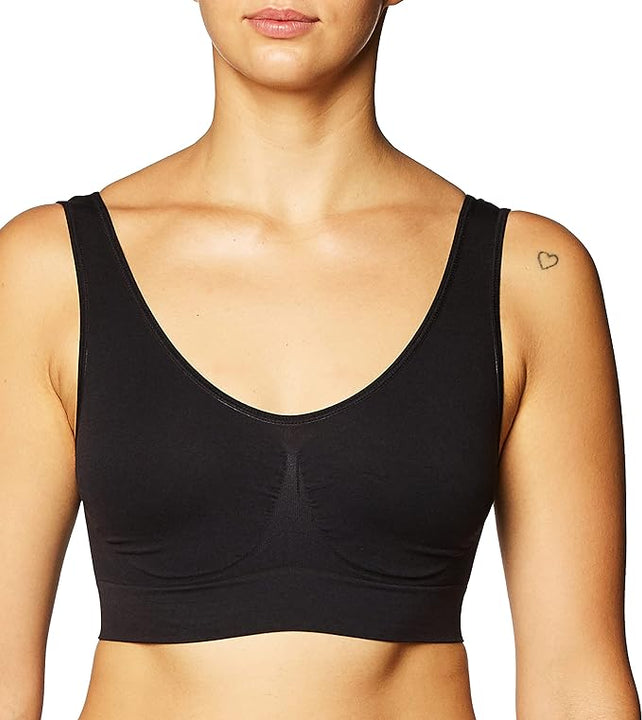Rhonda Shear Ahh Women's Seamless Leisure Bra, Black, L