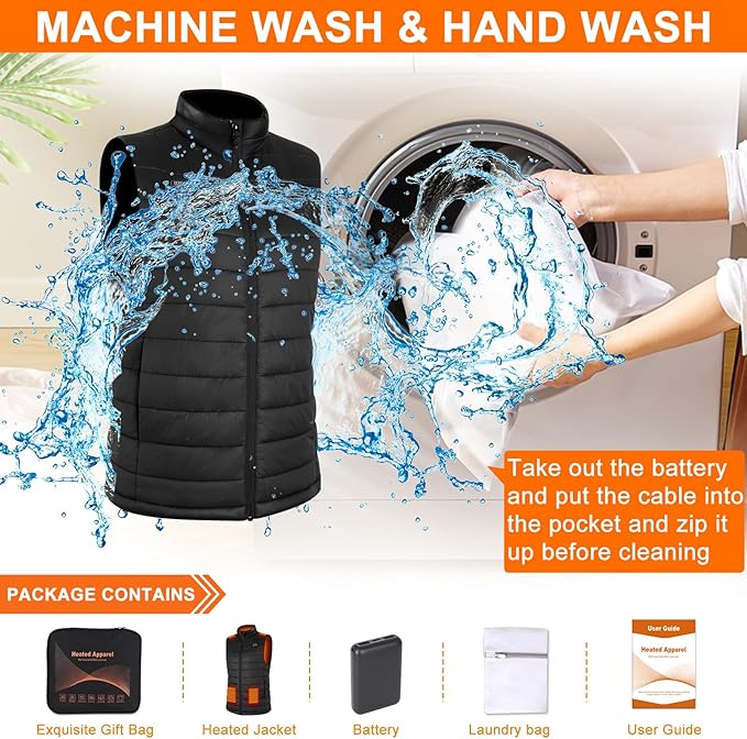 Amiable Heated Vest for Women, Heated Gilet Womens with Battery, Heated Jacket Electric Heated Body Warmer for Women, 8 Heating Zone 3 Heating Setting Heated Clothing for Outdoor Skiing - XL