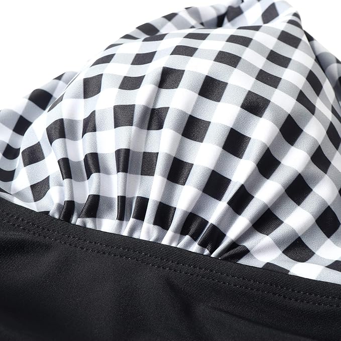 RXRXCOCO Halter Neck Tummy Control Swimsuit Women One-Piece Ruched Non Padded Swimming Costume