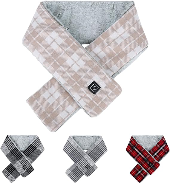 Heated Scarf,USB Heated Scarf with 3 Heating Levels Warm Winter Scarf Winter Electric Heated Neck Scarf for Neck Heating Pad for Thermal Neckerchief,Winter Gift for Women Men Outdoor Skiing (Khaki)