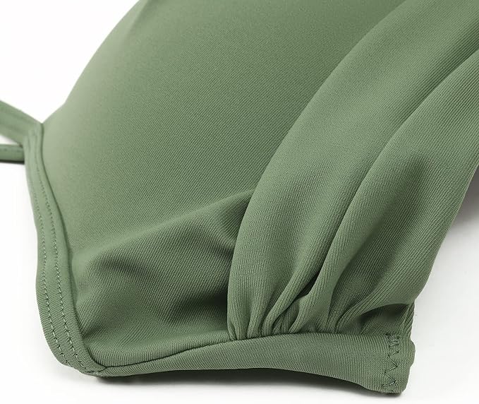 DOULAFASS Women Vintage Push Up High Waisted Swimsuit Two Pieces Ruched Bikini