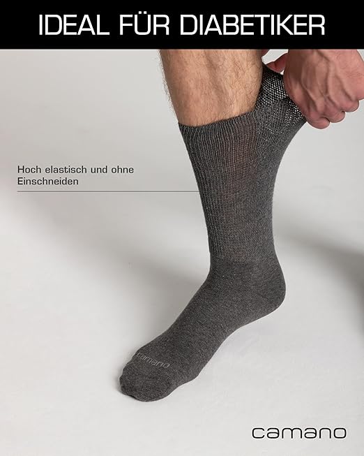 Camano Crew Online Unisex Diabetic Socks 4p, Black, 9-11