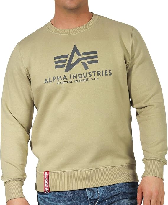 ALPHA INDUSTRIES Men's Basic Sweater Sweatshirt, Light Olive, 4XL