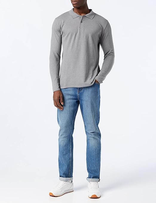 FM London Long Sleeve Polo Shirts Mens | Regular Fit Men's Polos Ideal for Formal and Casual Wear | Comfortable, Soft, Cotton Rich