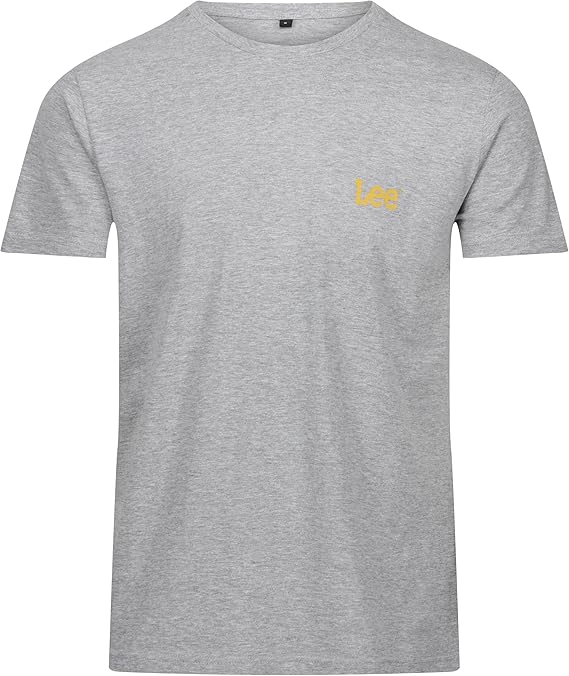 Lee Mens T Shirt  Pack of 2 in Black/Grey Standard Fit with Crew Neck and Branded Logo - Cotton Rich Super Soft & Comfortable Loungewear