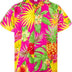 King Kameha Men's Pineapple-Designs Summer-Party-Shirts Short-Sleeve, Pineapple, Pink, S