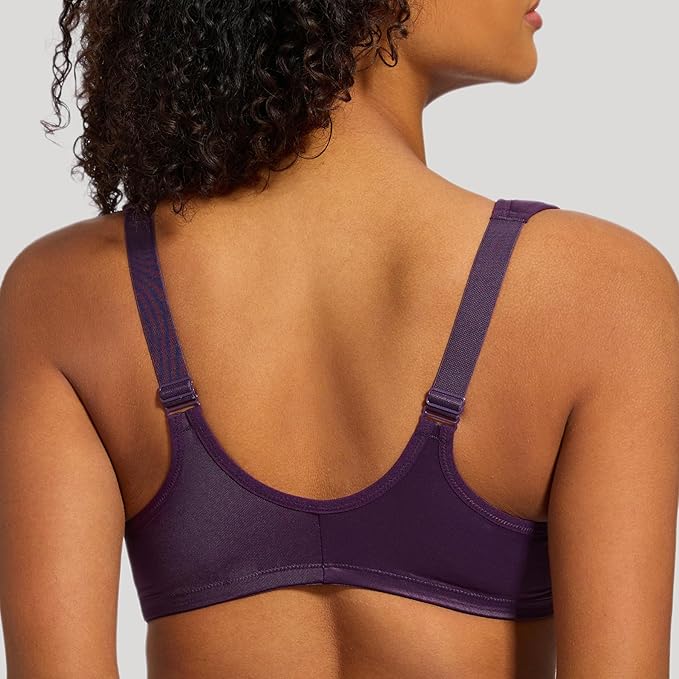 MELENECA Front Fastening Bras for Women Plus Size Underwire Unlined Lace Cup Cushion Strap Purple 38G