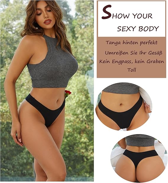 BeReady Cotton Thongs for Women Sexy Ladies Underwear Panties Hipster Bikini Breathable Knickers for Women Multipack 6, S