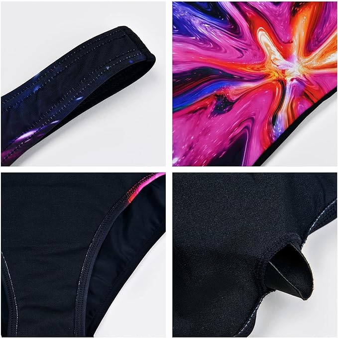 Veranobreeze Women’s Athletic Print One Piece Swimsuits Training Swimwear Racerback Competitive Bathing Suit for Women (Purple Flame, UK12)